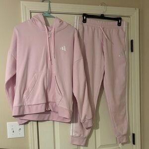 Adidas Light Pink sweatshirt outfit Tracksuit Set Womens large